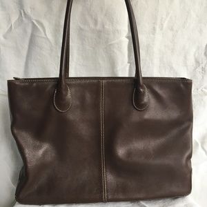 J Crew Brown Genuine Leather Tote Bag